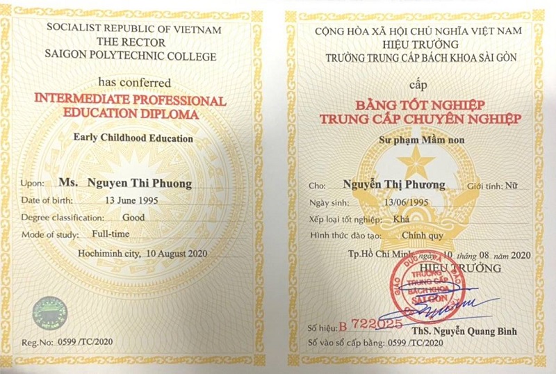 bằng tốt nghiệp trung cấp chuyên nghiệp