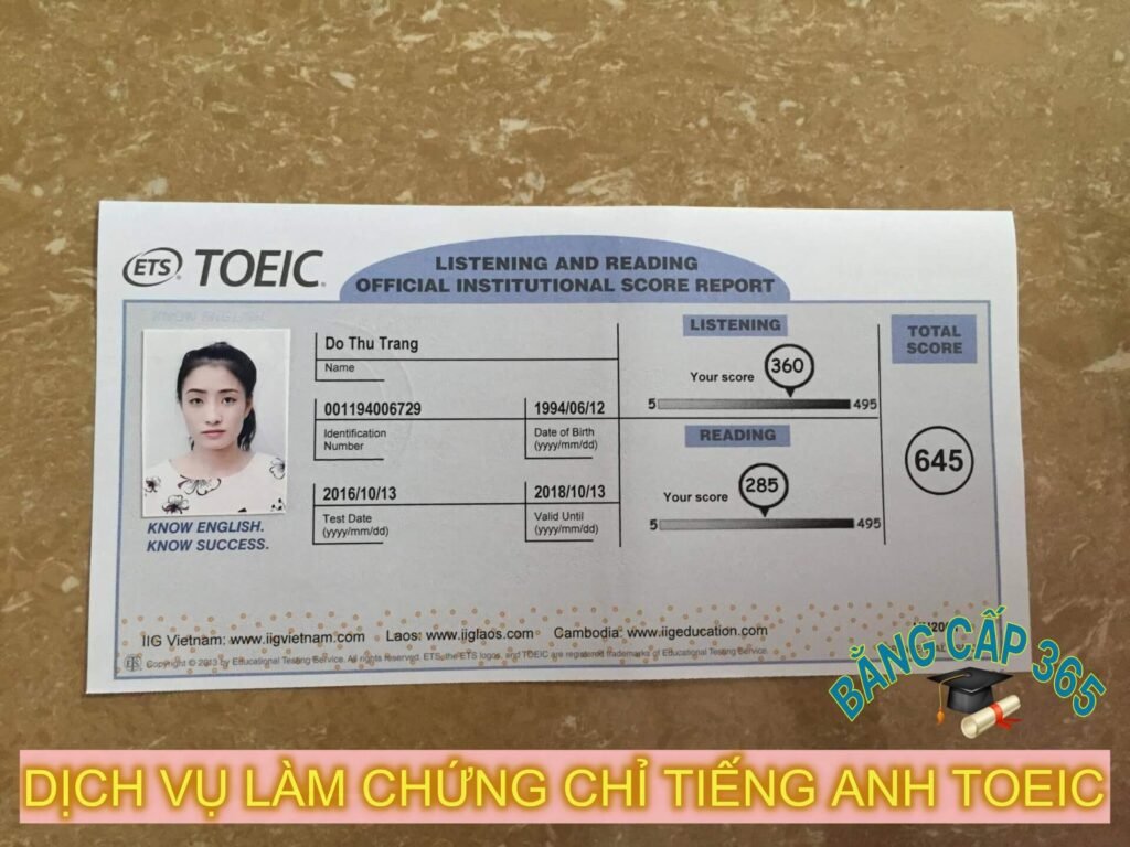 Làm chứng chỉ tiếng Anh TOEIC