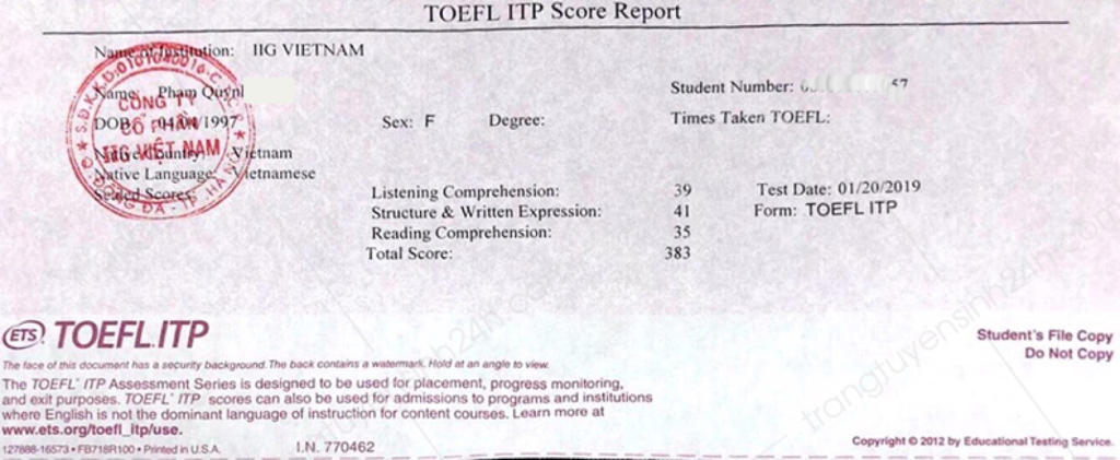 Làm chứng chỉ TOEFL ITP tại Bằng Cấp Uy Tín 365