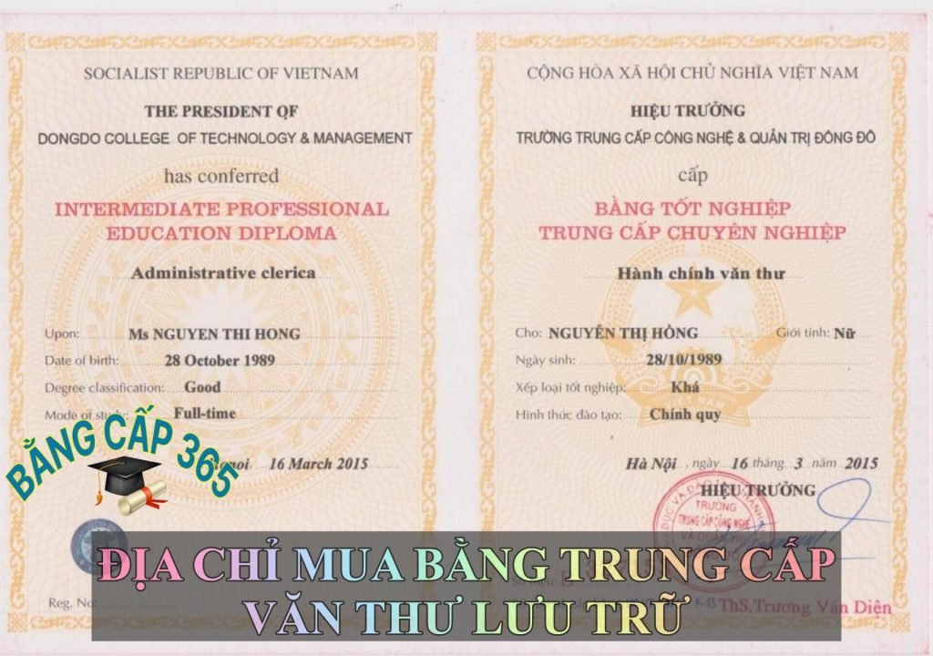 Mua bằng trung cấp văn thư lưu trữ