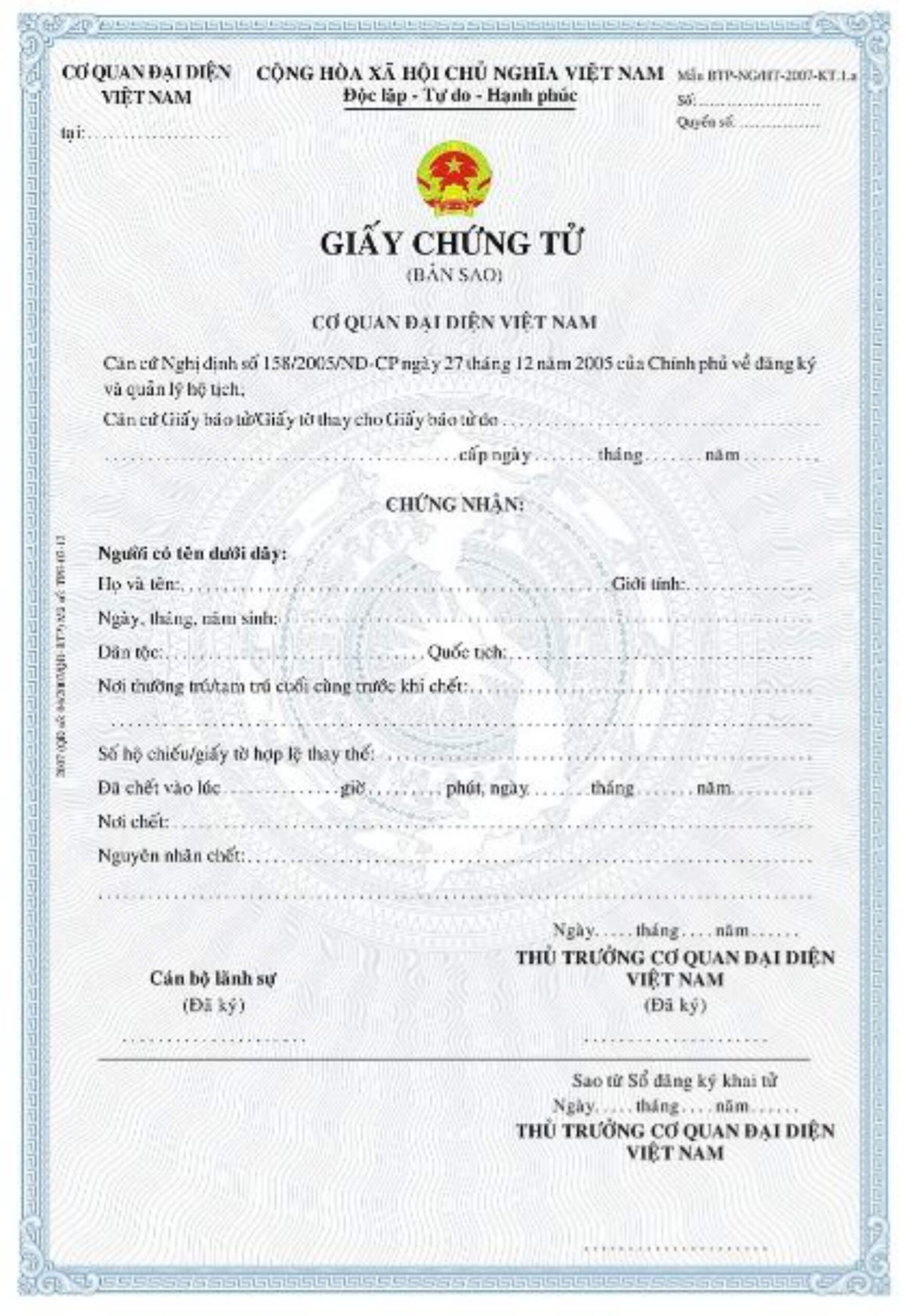 Dịch vụ làm giấy chứng tử