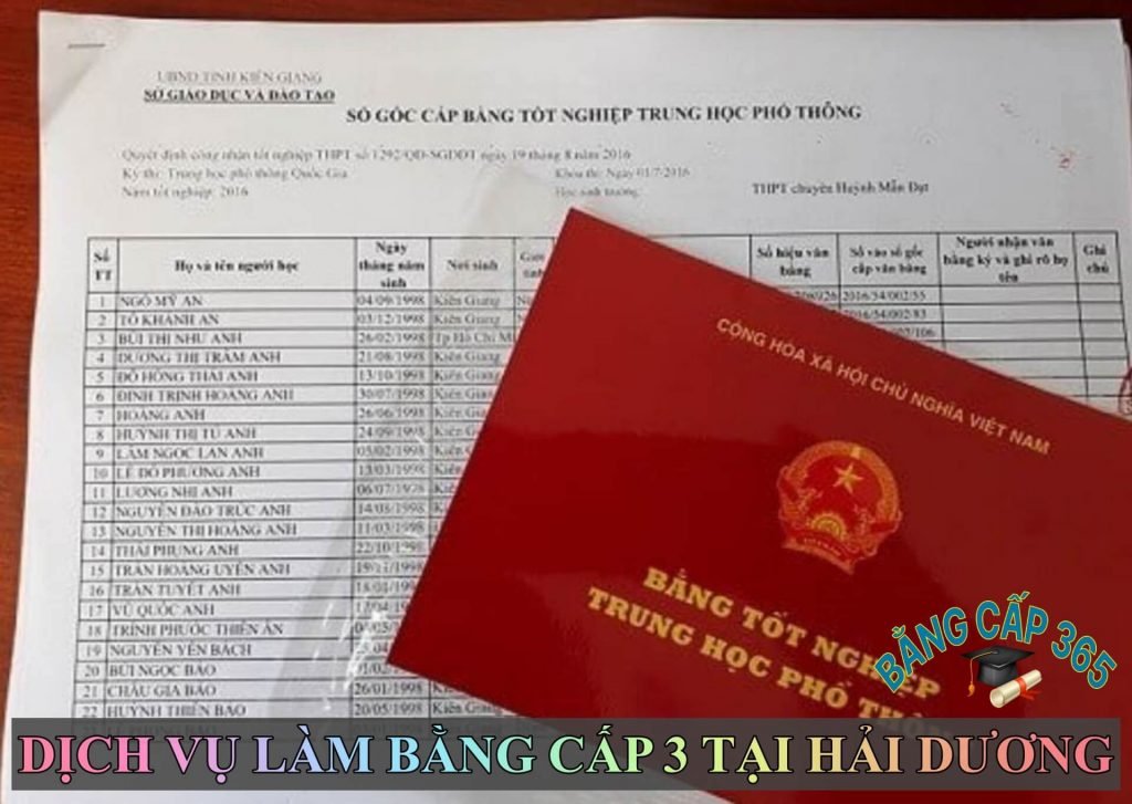 Làm bằng cấp 3 tại Hải Dương