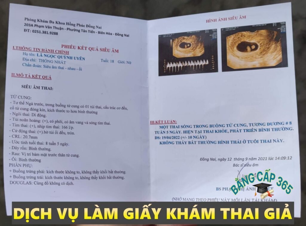 dịch vụ làm giấy khám thai giả