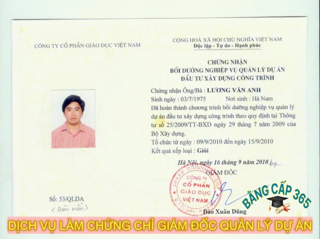 làm chứng chỉ giám đốc quản lý dự án