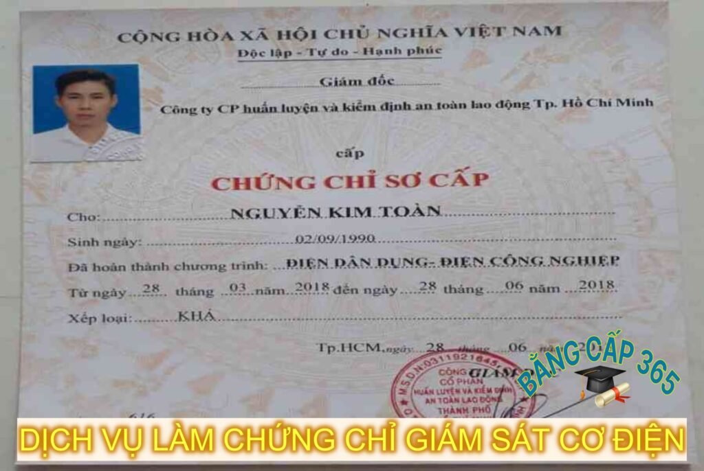 làm chứng chỉ giám sát cơ điện