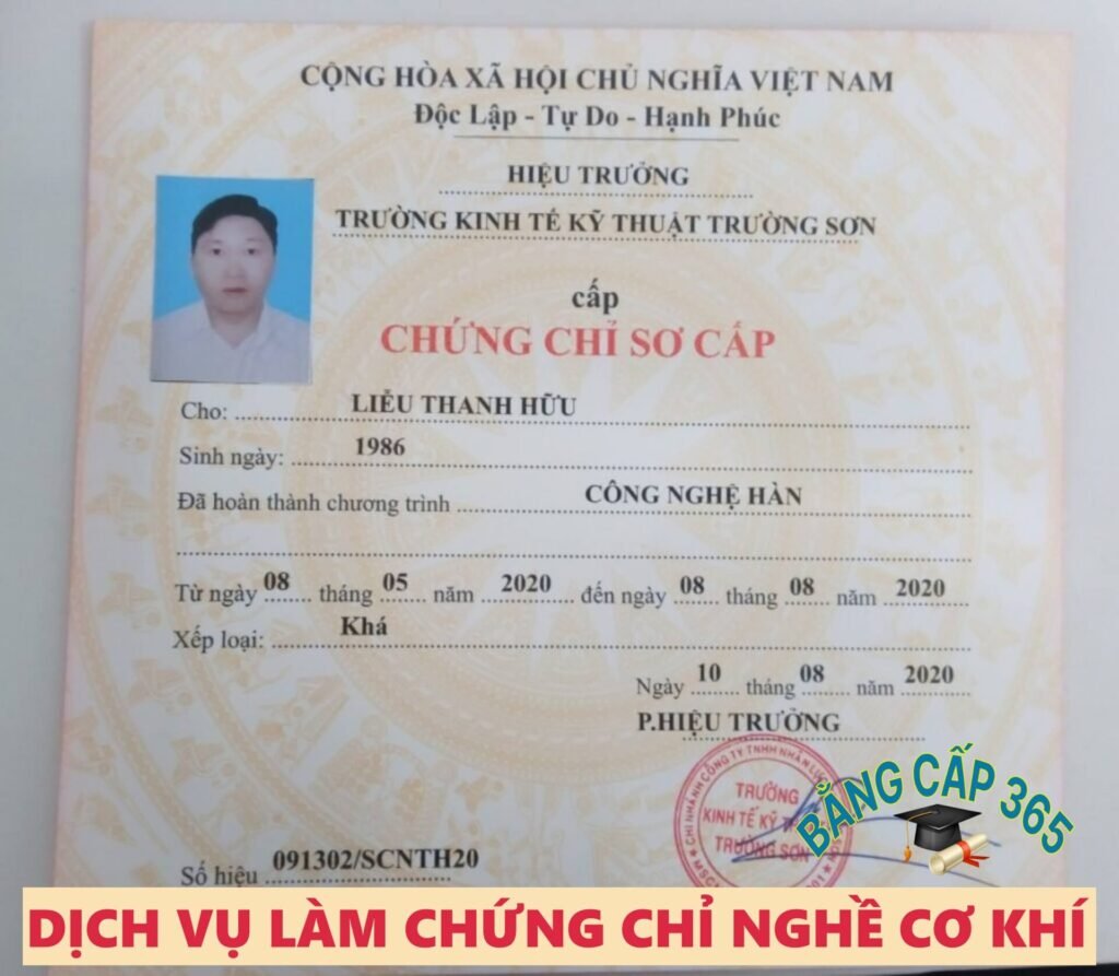 làm chứng chỉ nghề cơ khí